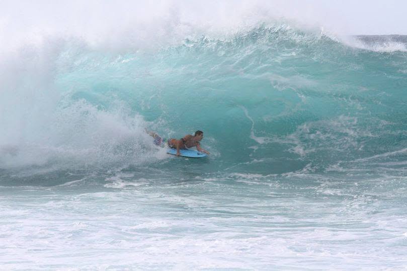 Cody bodyboarding at Pipeline