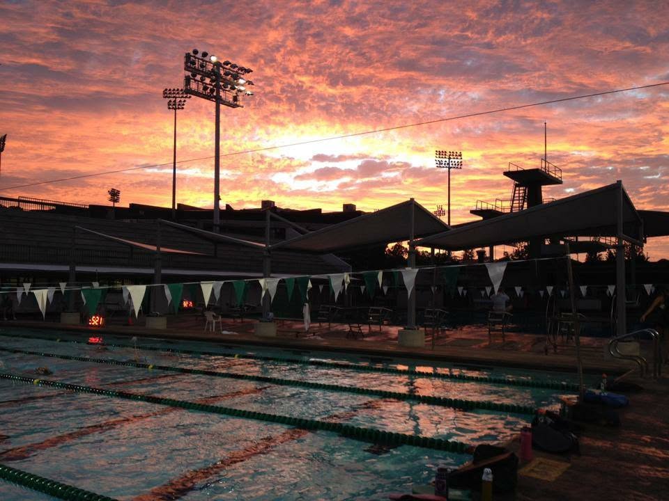 Sunset over the UH Manoa Duke Kahanamoku Aquatic Complex