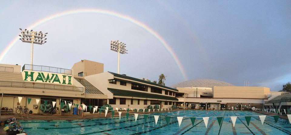 Double rainbow over the UH Manoa Duke Kahanamoku Aquatic Complex