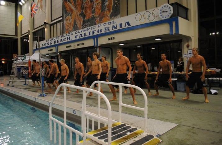 Team at an away meet, Long Beach, California