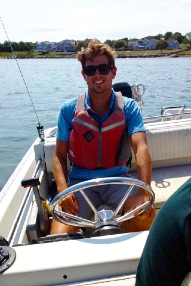 At the helm during a sailing session, Long Island Sound