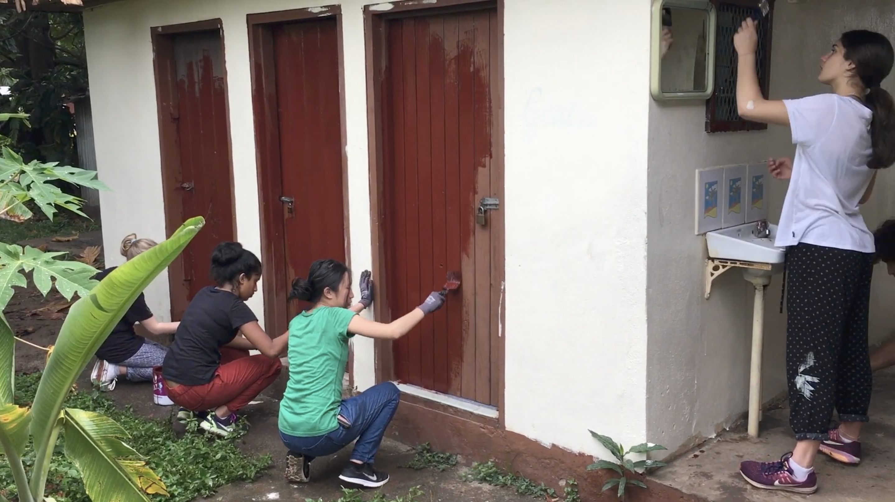 Painting the school bathroom facilities