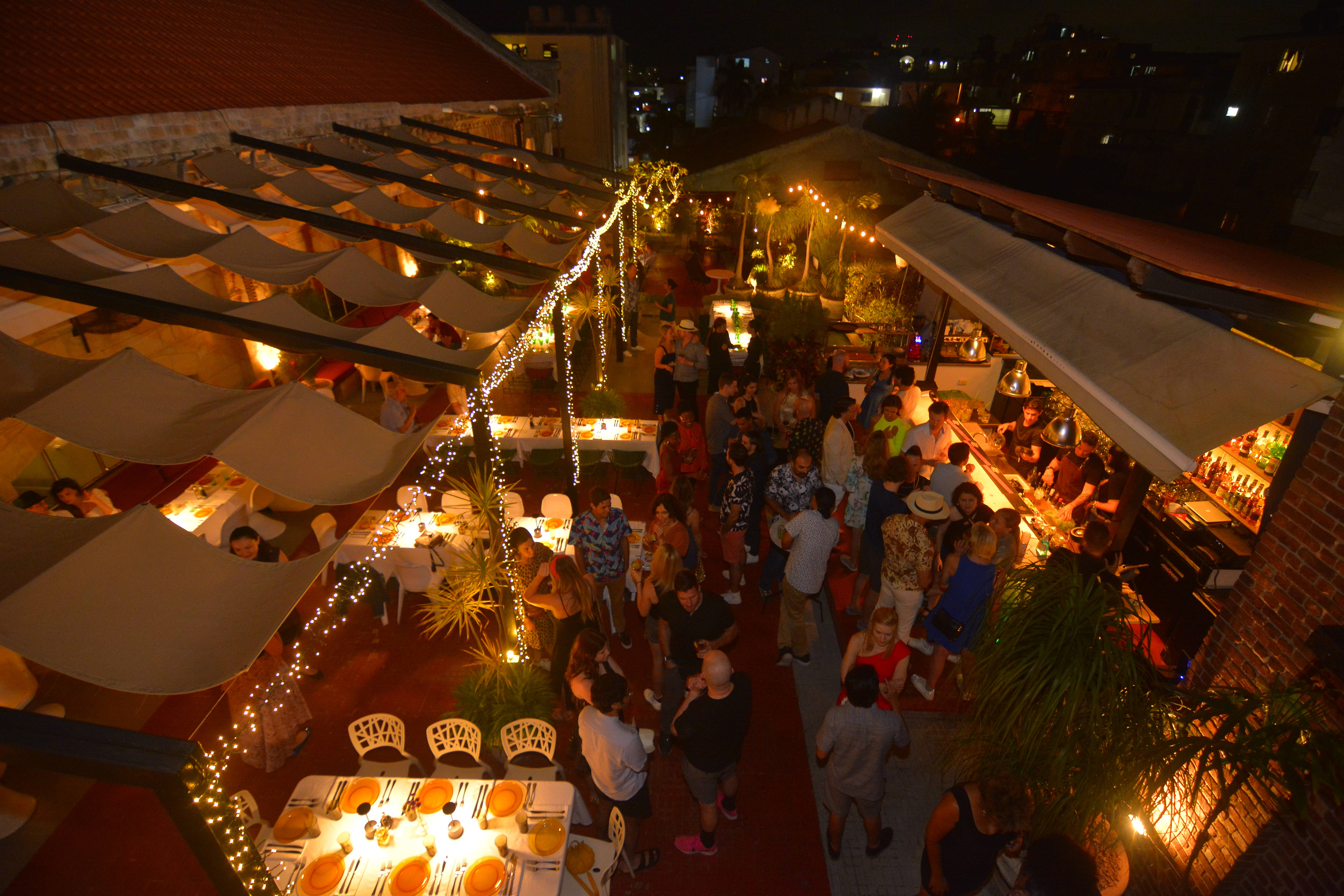 Rooftop dinner reception, Cuba