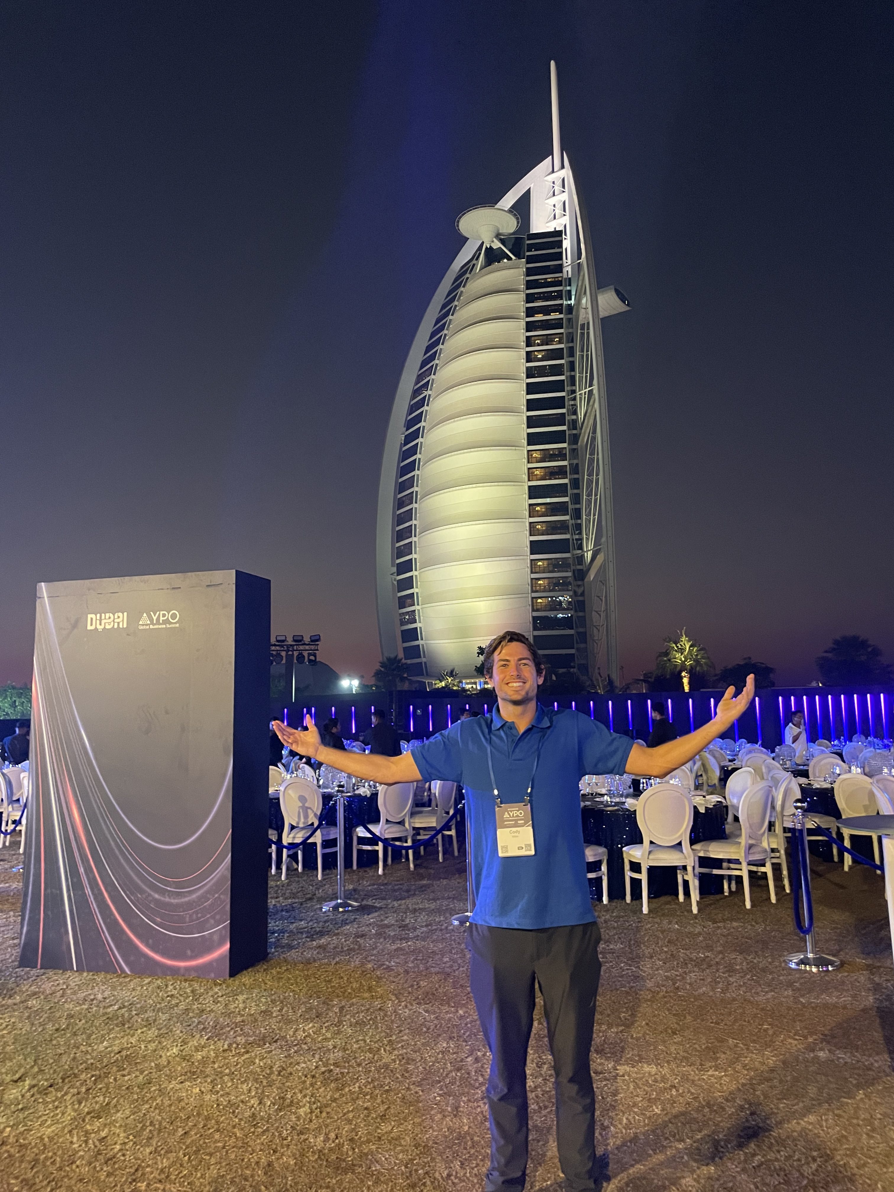 Outside the Burj Al Arab at a YPO Dubai event